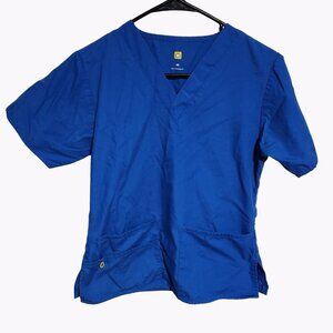 Wonderwink Scrub Top Womens Size XS Blue Short Sleeve Medical Nurse Uniform